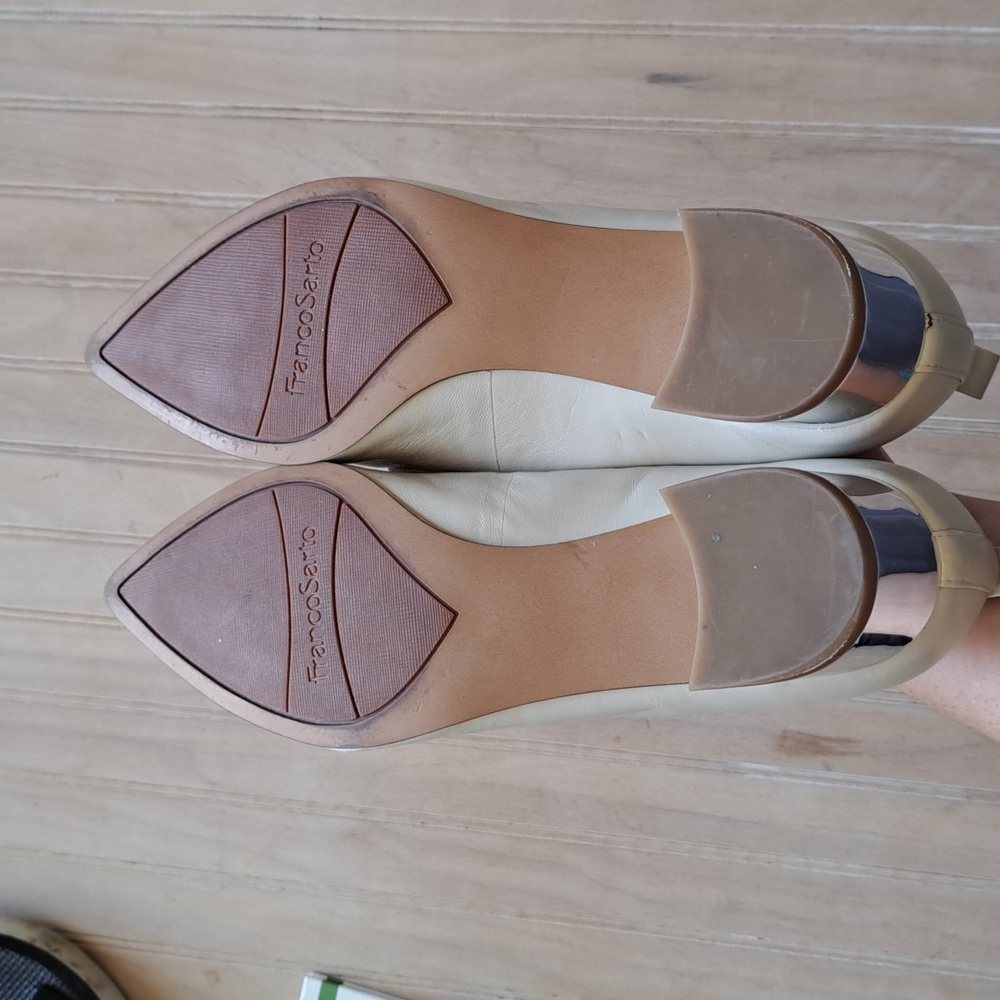 Franco Sarto Vianna Slip On Crom Heel Pointy Toe Boone Leather Dress Short Heels - Picture 6 of 14